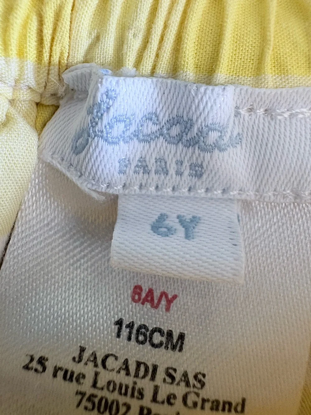 Jacadi Paris Little Girls Yellow Cotton Gingham Twirl Skirt 6 Years 6x